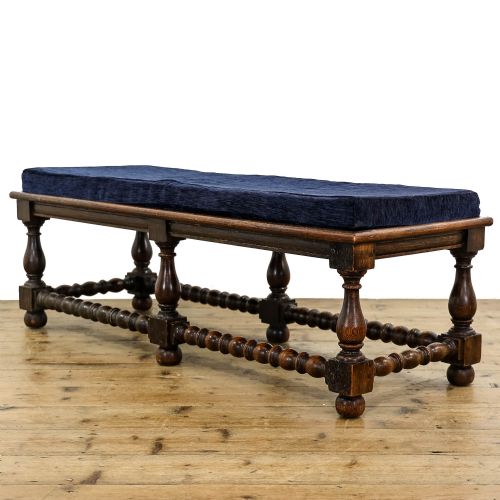 Antique Oak Window Seat Bench
