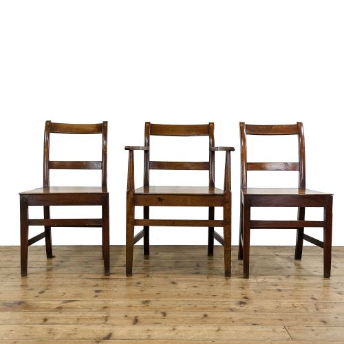 fig 2. Antique Set of Three Oak Country Chairs
