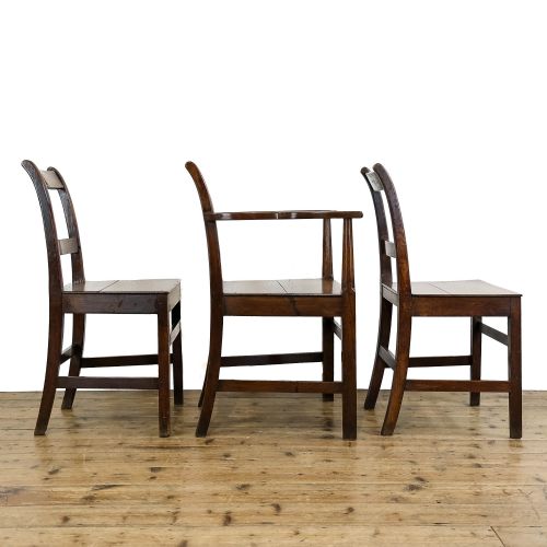 fig 3. Antique Set of Three Oak Country Chairs