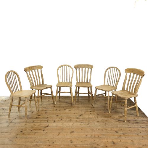 Harlequin Set of Six Antique Kitchen Chairs
