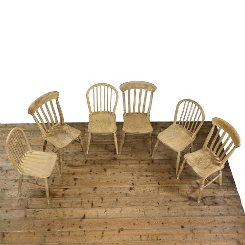 fig 1. Harlequin Set of Six Antique Kitchen Chairs