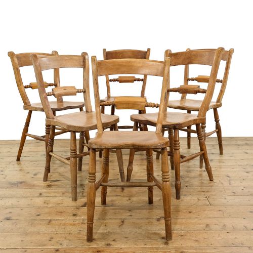 Set of Six Elm and Beech Oxford Bar Back Kitchen Chairs
