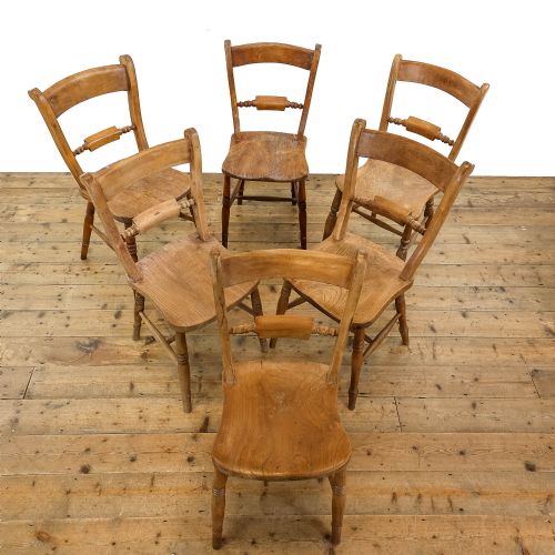 fig 1. Set of Six Elm and Beech Oxford Bar Back Kitchen Chairs