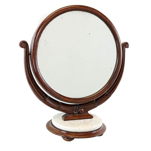 Antique Victorian Dressing Table Mirror with Marble Base