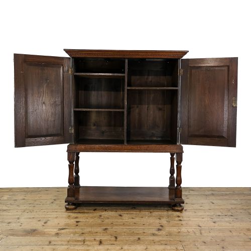 fig 1. Antique Charles ll Style Geometric Oak Cabinet