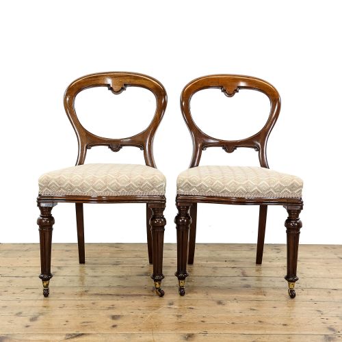 fig 1. Pair of Antique Upholstered Mahogany Balloon Back Chairs
