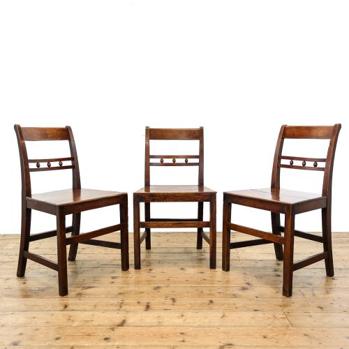 Set of Three Antique Oak Bobbin Back Kitchen Chairs