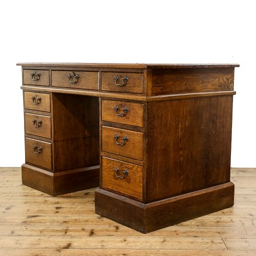 fig 1. Antique Edwardian Oak Pedestal Desk