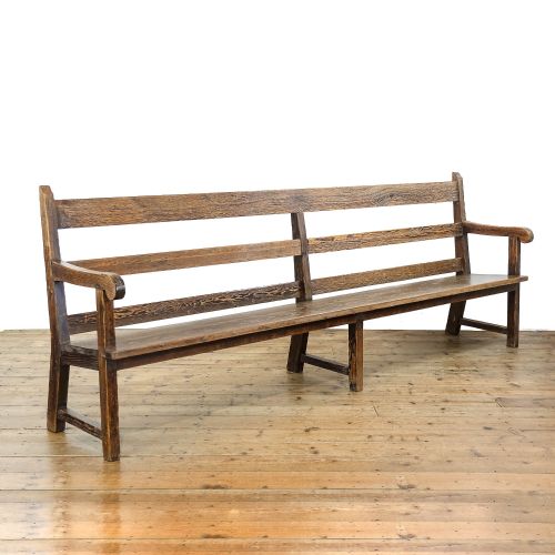 Long Antique Pine Chapel Bench
