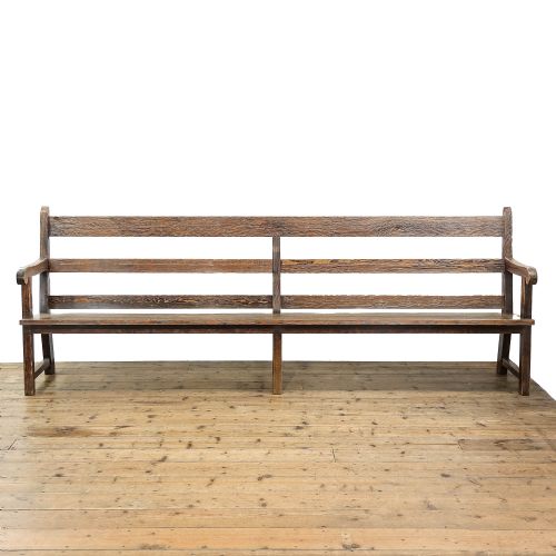fig 1. Long Antique Pine Chapel Bench