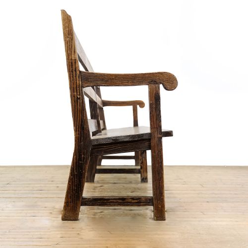 fig 2. Long Antique Pine Chapel Bench