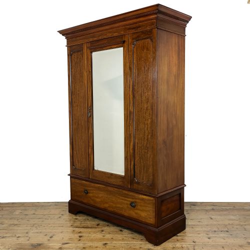 Antique Edwardian Mahogany Mirror Wardrobe 
