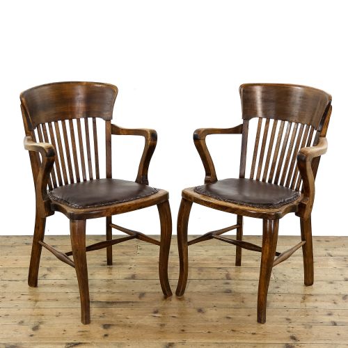 Pair of Antique 1920s Beech Elbow Chairs
