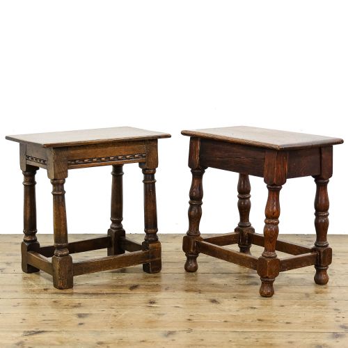 Two Antique Oak Stools
