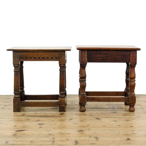 fig 1. Two Antique Oak Stools