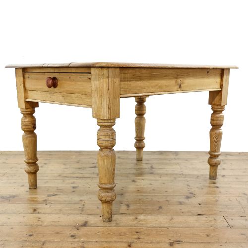 Late Victorian Antique Pine Farmhouse Kitchen Table
