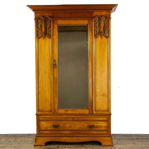 Antique Edwardian Mirror Door Wardrobe
