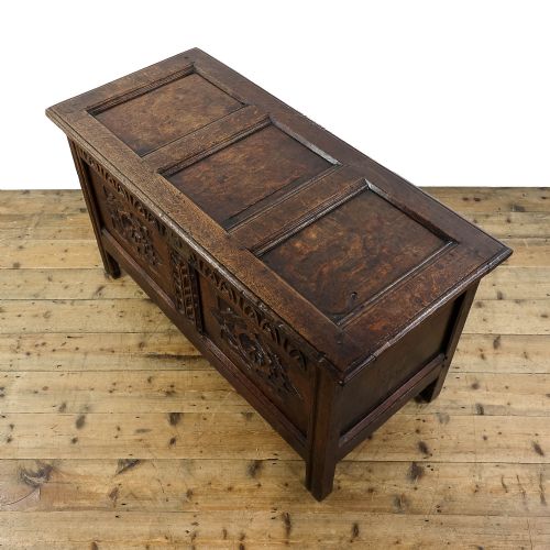fig 1. Antique Late 17th Century Carved Oak Coffer