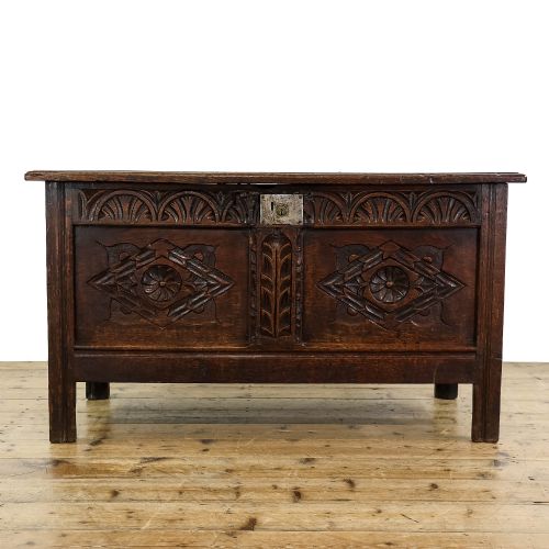 fig 3. Antique Late 17th Century Carved Oak Coffer