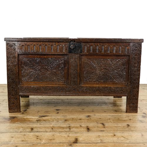 fig 1. Antique 17th Century Oak Coffer