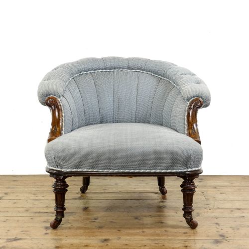 fig 1. Antique Edwardian Walnut Tub Chair