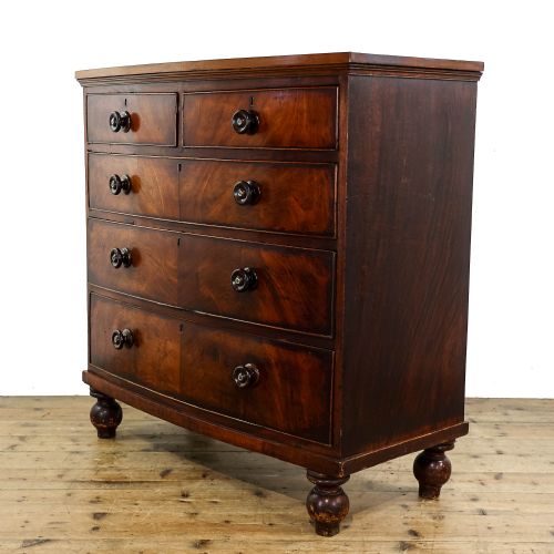 Antique Victorian Mahogany Bow Front Chest of Drawers