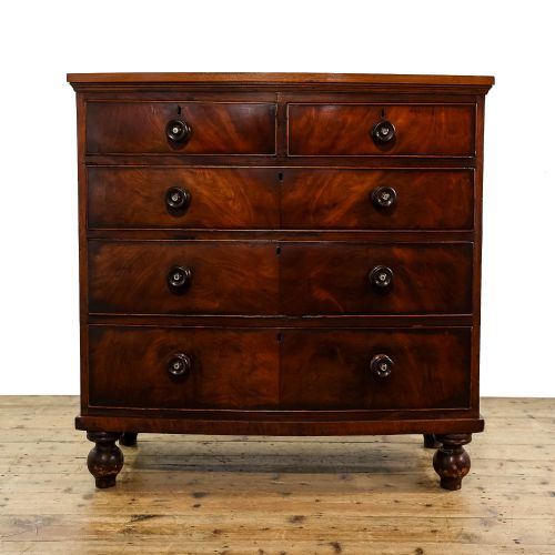 fig 1. Antique Victorian Mahogany Bow Front Chest of Drawers