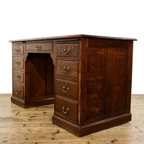 Antique Edwardian Oak Pedestal Desk
