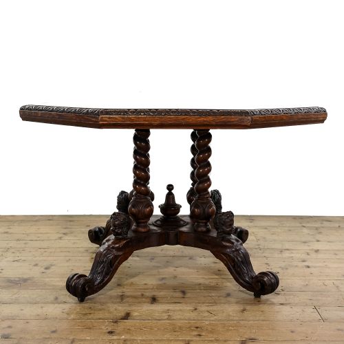 Antique Victorian Oak Octagonal Table

