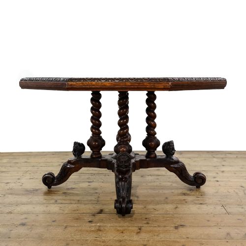 fig 1. Antique Victorian Oak Octagonal Table