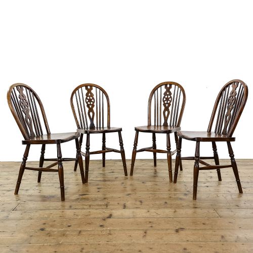 Four Antique Ash and Elm Wheelback Chairs
