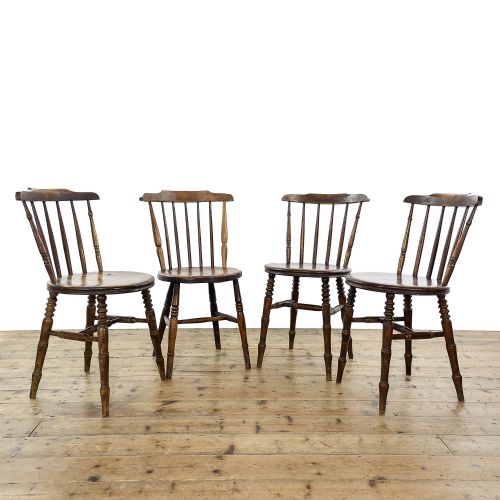 Four Antique Beechwood Penny Kitchen Chairs
