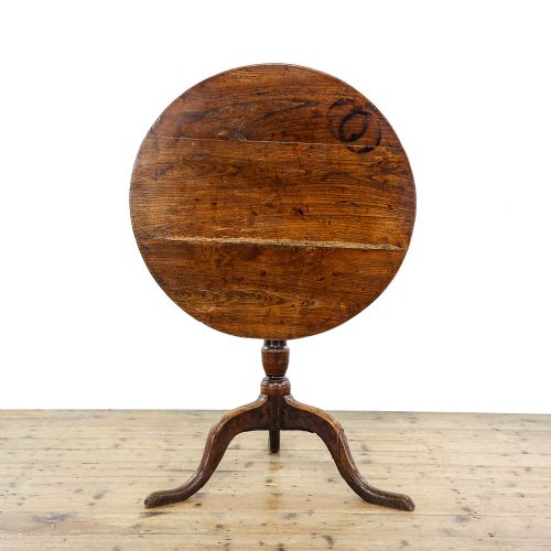 fig 1. Antique Early 19th Century Elm Tilt Top Table