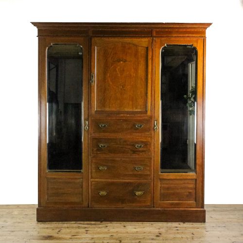 Antique Edwardian Mahogany Compactum Wardrobe
