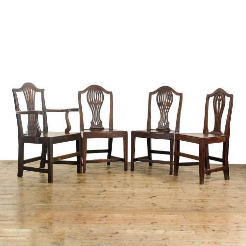 fig 1. Four Antique George III Welsh Oak Dining Chairs