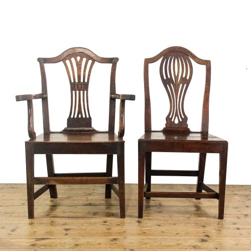 fig 3. Four Antique George III Welsh Oak Dining Chairs
