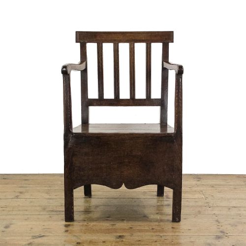 ANTIQUE 18TH CENTURY OAK COMMODE ARMCHAIR - ADDITIONAL PHOTO 1
