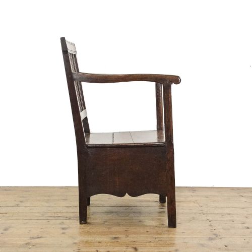 ANTIQUE 18TH CENTURY OAK COMMODE ARMCHAIR - ADDITIONAL PHOTO 3