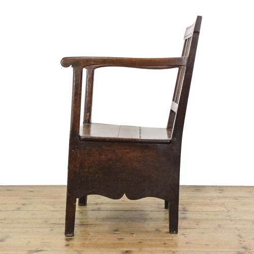 ANTIQUE 18TH CENTURY OAK COMMODE ARMCHAIR - ADDITIONAL PHOTO 4