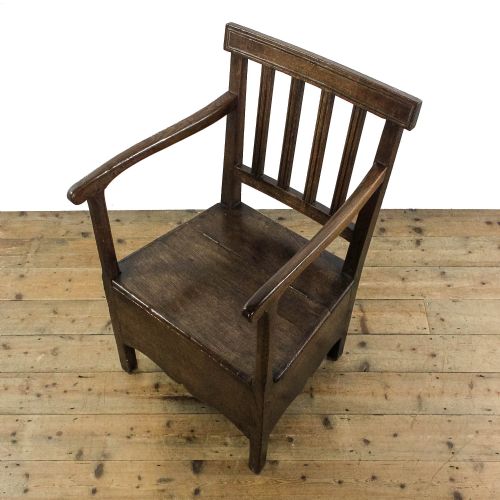 ANTIQUE 18TH CENTURY OAK COMMODE ARMCHAIR - ADDITIONAL PHOTO 5