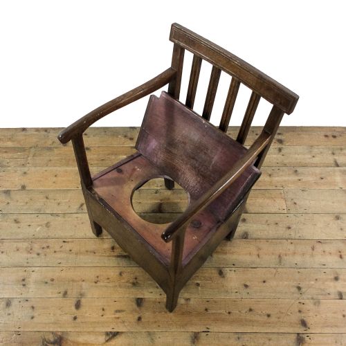 ANTIQUE 18TH CENTURY OAK COMMODE ARMCHAIR - ADDITIONAL PHOTO 6