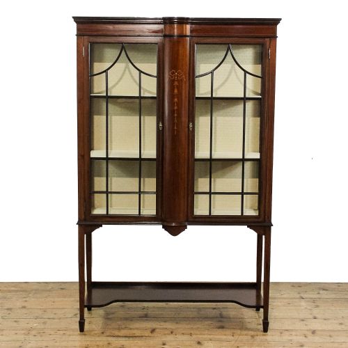 fig 1. Antique Edwardian Inlaid Mahogany Display Cabinet
