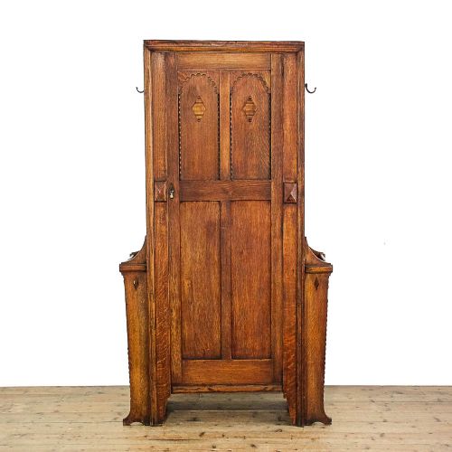Antique Early 20th Century Oak Hall Wardrobe
