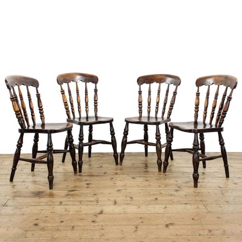 Antique Four Beech and Elm Kitchen Chairs
