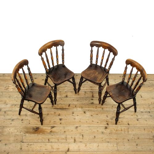 fig 1. Antique Four Beech and Elm Kitchen Chairs
