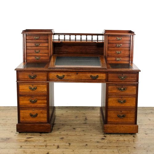 fig 1. Antique Edwardian Walnut Pedestal Desk
