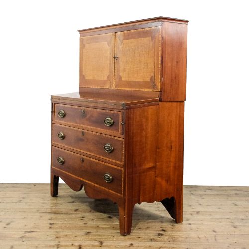 ANTIQUE WALNUT AND SATINWOOD WRITING CABINET - ADDITIONAL PHOTO 2