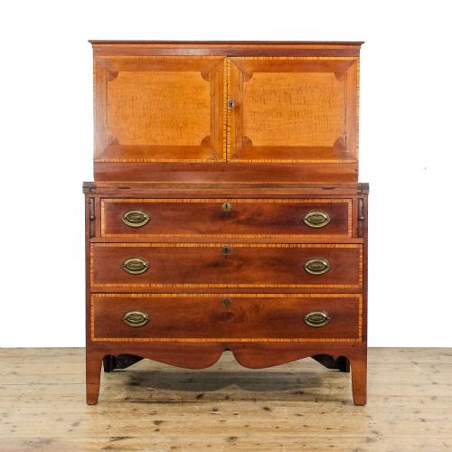 ANTIQUE WALNUT AND SATINWOOD WRITING CABINET - ADDITIONAL PHOTO 3