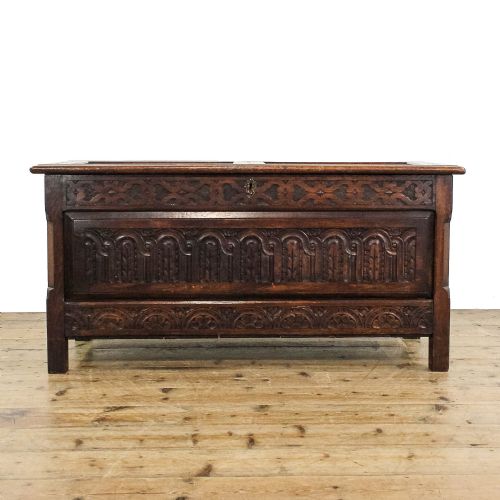 fig 1. Antique Carved Oak Coffer