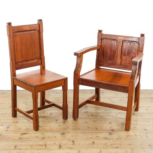 SET OF SEVEN ANTIQUE CHURCH CHAIRS - ADDITIONAL PHOTO 1